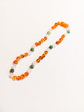 Children's Amber Necklace- Cognac, Rose Quartz and Jade